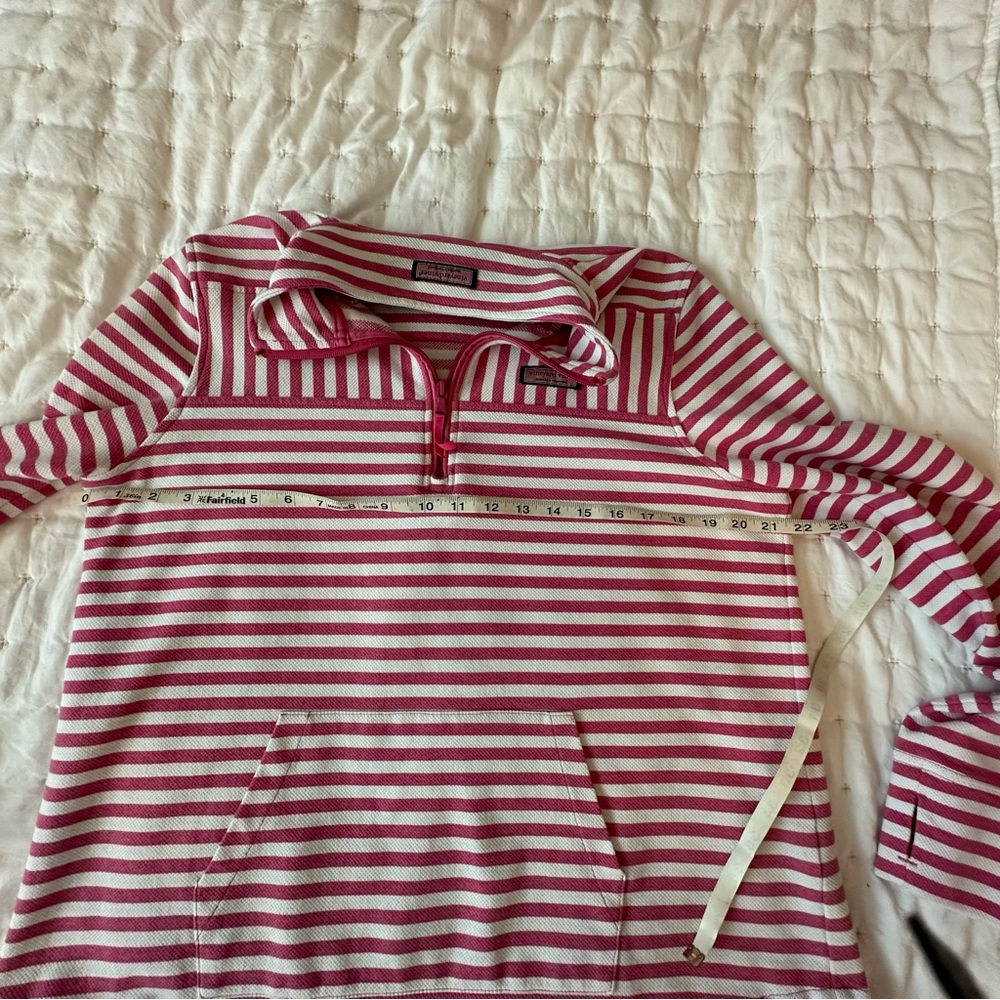 Vineyard Vines Pink & White Striped Quarter-Zip Pullover - Picture 6 of 7
